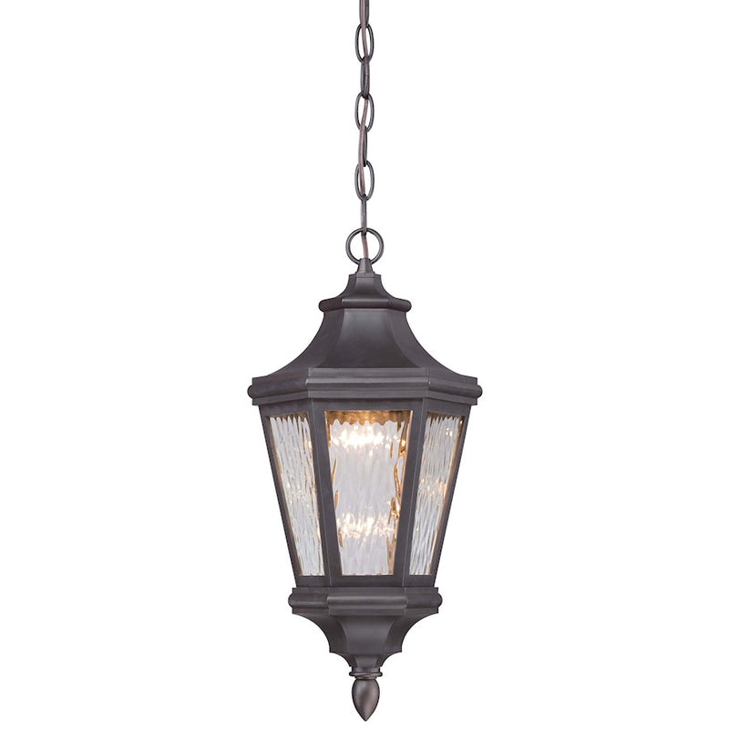 Minka Lavery Hanford Pointe 9in LED Chain Hung Lantern | Traditional Oil Rubbed Bronze and Clear Water Glass | Covered Patio & | Model 71824-143-L