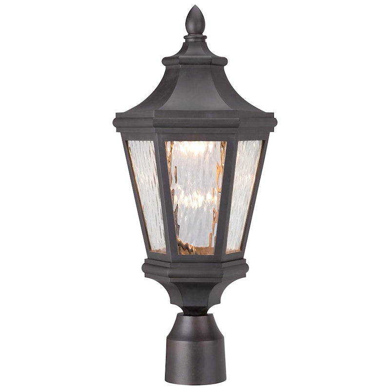 Minka Lavery Hanford Pointe LED Post Mount Lantern | Traditional Oil Rubbed Bronze and Clear Water Glass | Outdoor Post Light | Model 71826-143-L
