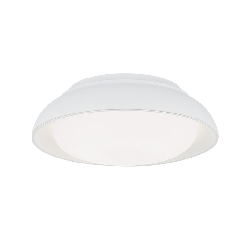 Minka Lavery LED 15in Flush Mount | Sand White Steel and White Glass | Bedroom & Hallway Ceiling Light | 15 x 15 x 5.38 in | Model 719-655-L