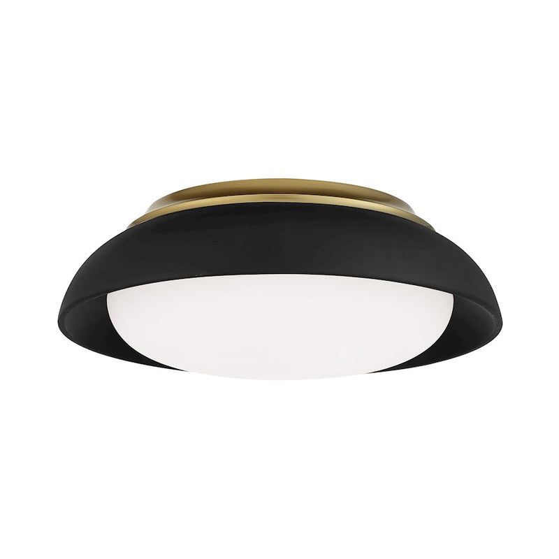 Minka Lavery LED 15in Flush Mount | Coal/Honey Gold Highlight and White Glass | Hallway & Bedroom Ceiling Light | 15 x 15 x 5 in | Model 719-661-L