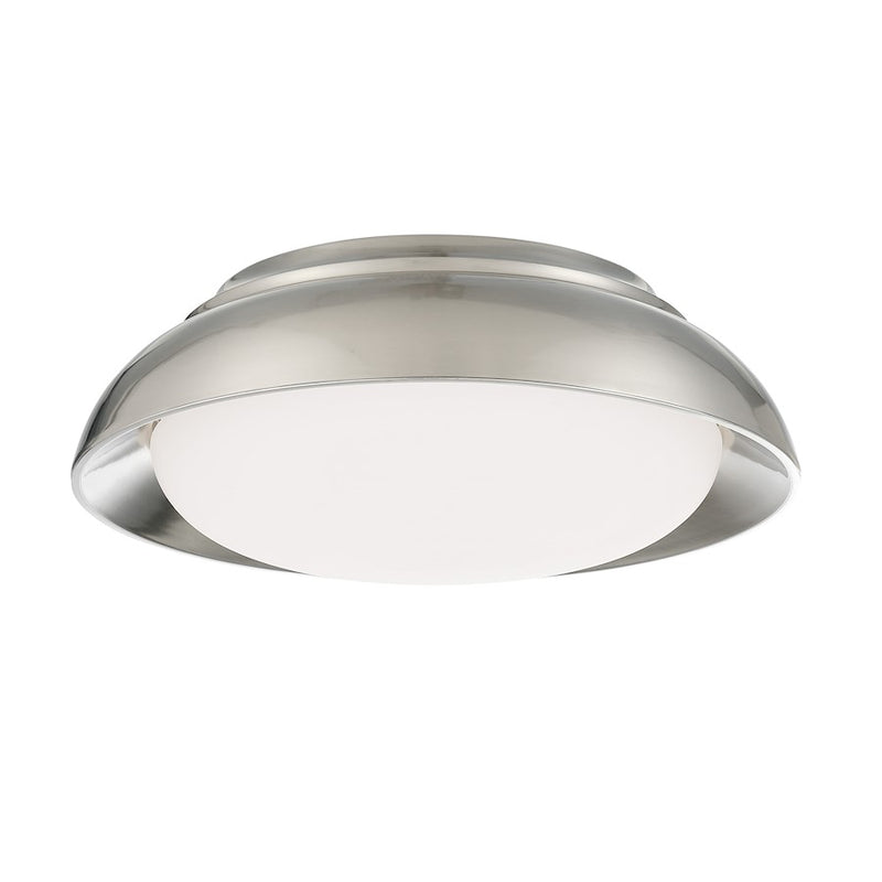 Minka Lavery LED 15in Flush Mount | Modern Brushed Nickel and White Glass | Hallway & Bedroom Ceiling Light | 15 x 15 x 5 in | Model 719-84-L