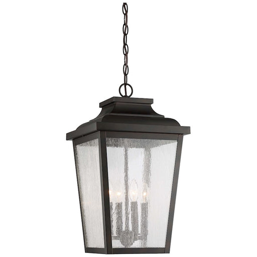 Minka Lavery Irvington Manor 12in 4-Light Outdoor Hanging Lantern | Traditional Chelsea Bronze and Clear Seeded Glass | Covered | Model 72175-189
