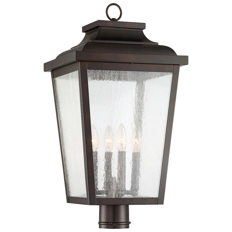 Minka Lavery Irvington Manor 4-Light Post Light | Chelsea Bronze and Clear Seeded Glass | Outdoor Entryway & Garden Path | Model 72177-189