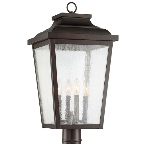 Minka Lavery Irvington Manor 4-Light Post Light | Chelsea Bronze and Clear Seeded Glass | Outdoor Entryway & Garden Path | Model 72177-189