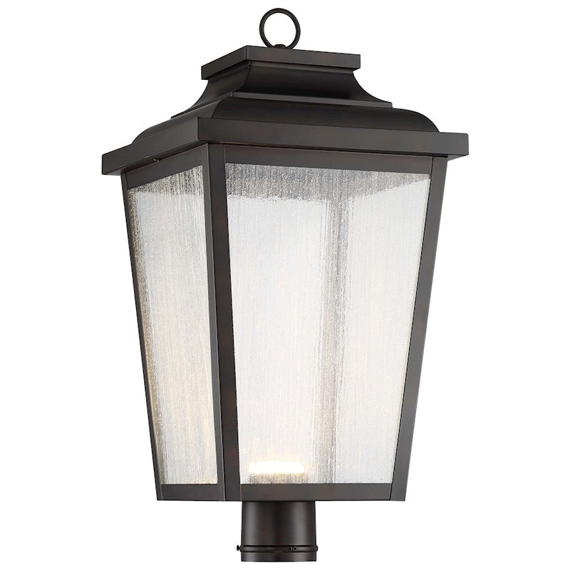 Minka Lavery Irvington Manor 12in LED Large Post Light | Chelsea Bronze and Clear Seeded Glass | Outdoor Pathway & Driveway | Model 72177-189-L
