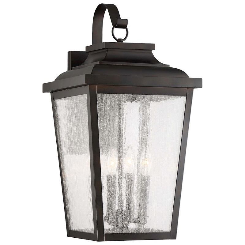 Minka Lavery Irvington Manor 24in 4-Light Outdoor Wall Sconce | Chelsea Bronze and Clear Seeded Glass | Covered Patio & Entryway | Model 72178-189
