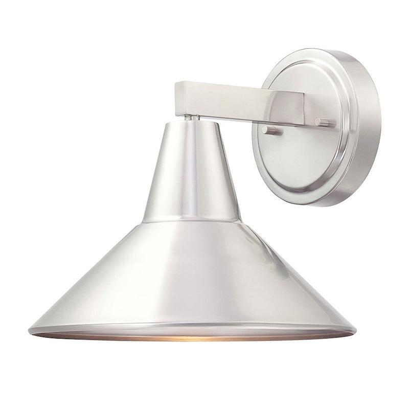 Minka Lavery Bay Crest 1-Light Wall Sconce | Transitional Brushed Stainless Steel Outdoor Lantern | Covered Patio & Entryway | Model 72212-A144