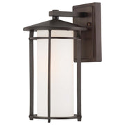 Minka Lavery Addison Park 8in 1-Light Wall Sconce | Transitional Dorian Bronze and Etched Opal Glass | Outdoor Entryway & Patio | Model 72312-615B