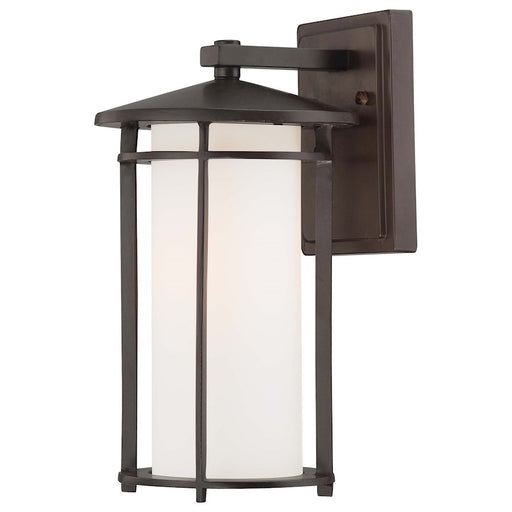 Minka Lavery Addison Park 8in 1-Light Wall Sconce | Transitional Dorian Bronze and Etched Opal Glass | Outdoor Entryway & Patio | Model 72312-615B