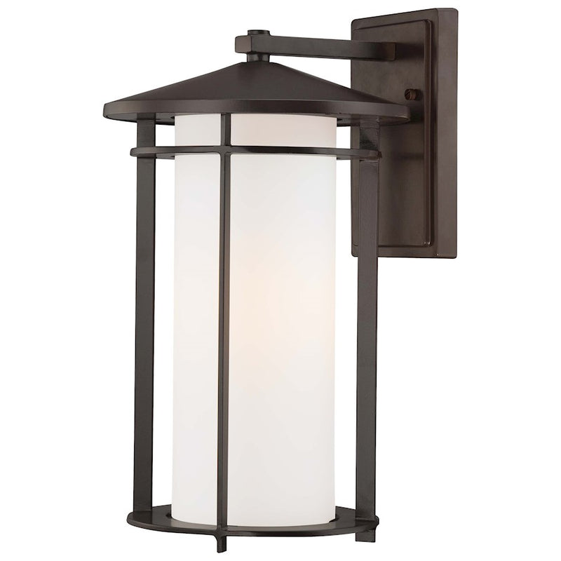 Minka Laver Addison Park 10.5in 1-Light Wall Sconce | Transitional Dorian Bronze Steel and Etched Opal Glass | Outdoor Entryway & | Model 72313-615B