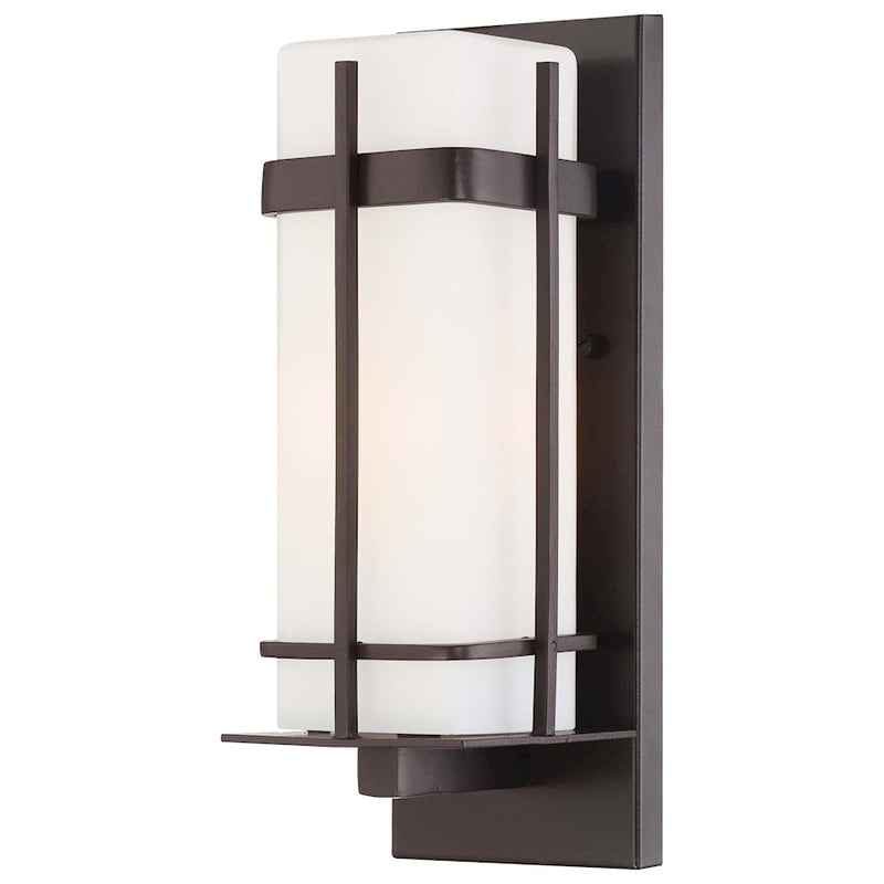 Minka Lavery Sterling Heights 1-Light Wall Mount | Transitional Dorian Bronze and Etched Opal Glass | Outdoor Entryway | Model 72352-615B-PL