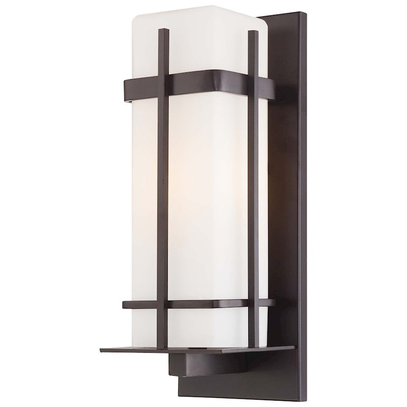 Minka Lavery Sterling Heights 16in 1-Light Wall Sconce | Transitional Dorian Bronze and Etched Opal Glass | Outdoor Entryway | Model 72353-615B-PL