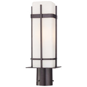 Minka Lavery Sterling Heights 1-Light Post Mount | Transitional Dorian Bronze and Etched Opal Glass | Outdoor Garden & Driveway | Model 72356-615B-PL