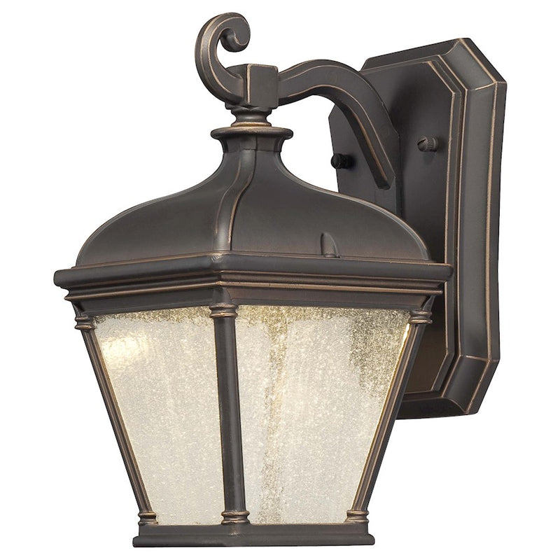 Minka Lavery Lauriston Manor 1-Light LED Wall Sconce | Traditional Oil Rubbed Bronze and Clear Seeded Glass | Outdoor Entryway | Model 72391-143C
