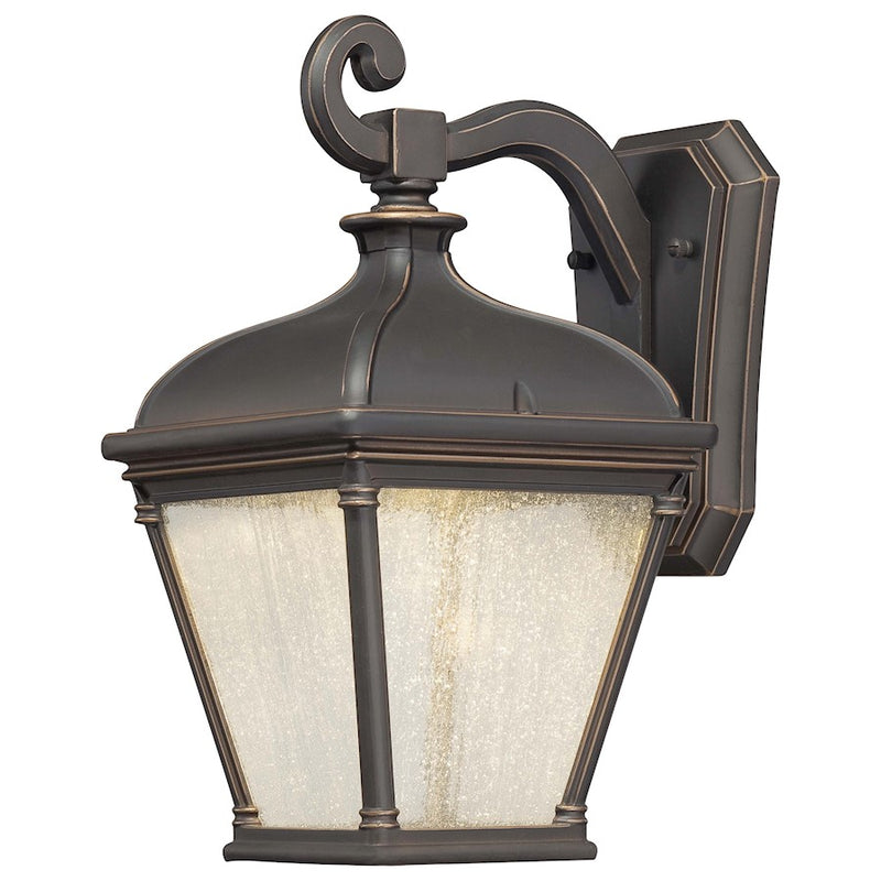 Minka Lavery Lauriston Manor 9in 1-Light LED Wall Sconce | Traditional Oil Rubbed Bronze and Clear Seeded Glass | Covered Patios | Model 72392-143C