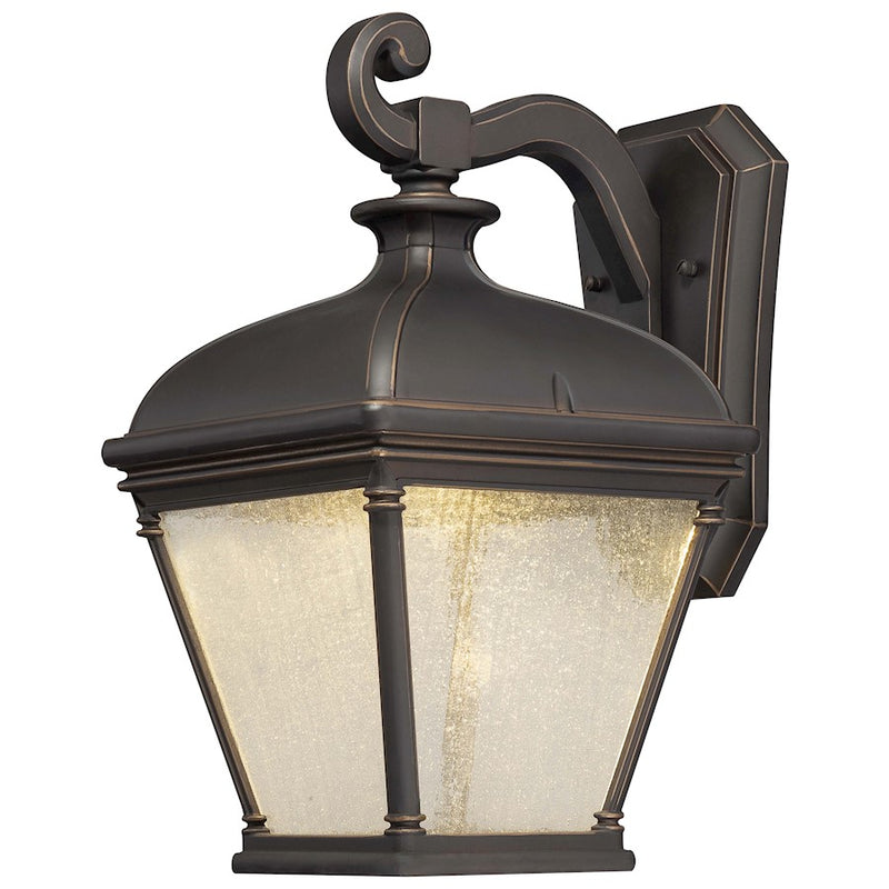 Minka Lavery Lauriston Manor 11in 1-Light LED Wall Sconce | Traditional Oil Rubbed Bronze and Clear Seeded Glass | Covered Patios | Model 72393-143C