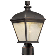 Minka Lavery Lauriston Manor 7in 1-Light LED Post Light | Traditional Oil Rubbed Bronze and Clear Seeded Glass | Driveway & Garden | Model 72396-143C