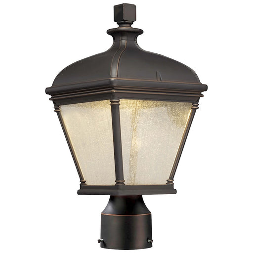 Minka Lavery Lauriston Manor 7in 1-Light LED Post Light | Traditional Oil Rubbed Bronze and Clear Seeded Glass | Driveway & Garden | Model 72396-143C