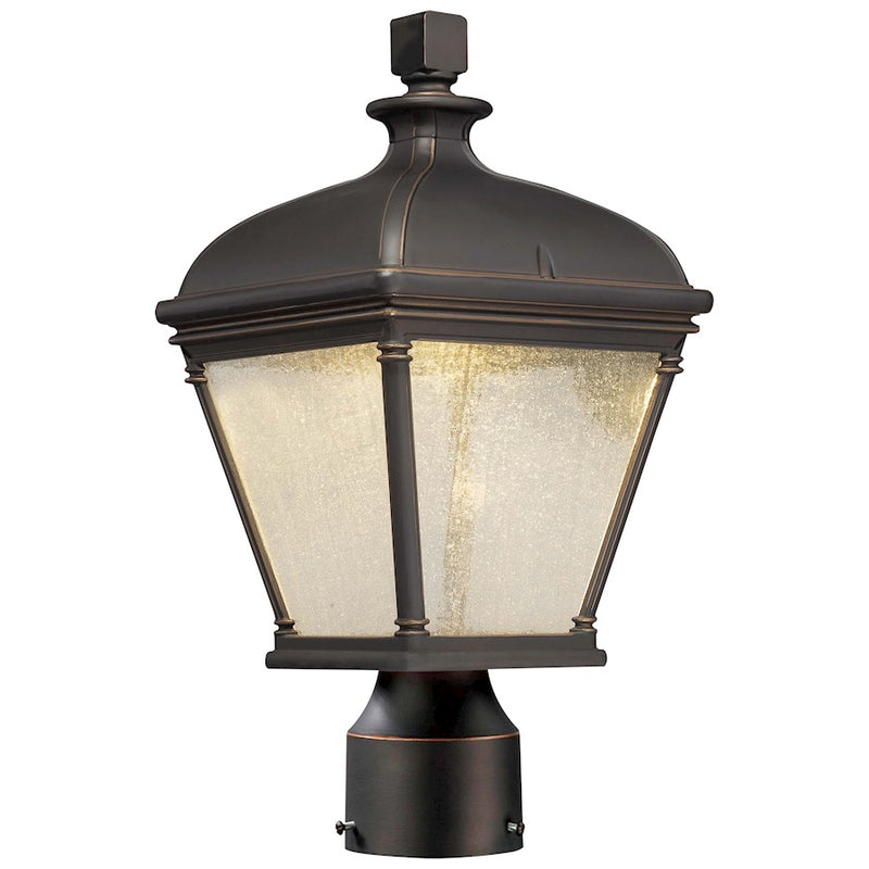 Minka Lavery Lauriston Manor 7in 1-Light LED Post Light | Traditional Oil Rubbed Bronze and Clear Seeded Glass | Driveway & Garden | Model 72396-143C