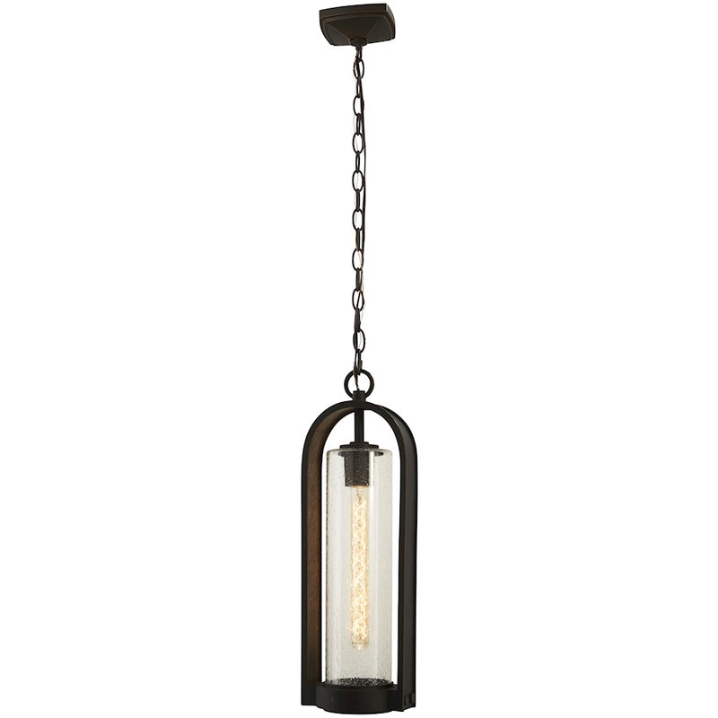 Minka Lavery Kamstra 1-Light Chain Hung Lantern | Modern Oil Rubbed Bronze and Clear Seeded Glass | Covered Patio & Entryway | Model 72454-143C