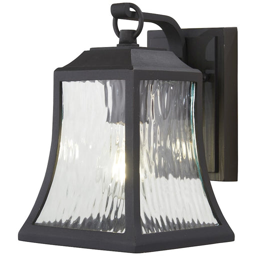 Minka Lavery Cassidy Park 8in 1-Light Outdoor Wall Mount | Contemporary Black Aluminum and Clear Water Glass | Covered Patio & | Model 72461-66