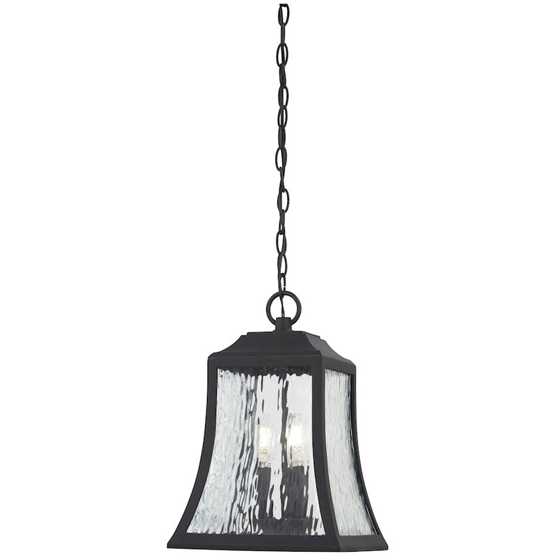 Minka Lavery Cassidy Park 10in 3-Light Chain Hung Lantern | Contemporary Black Aluminum and Clear Water Glass | Covered Patio & | Model 72464-66