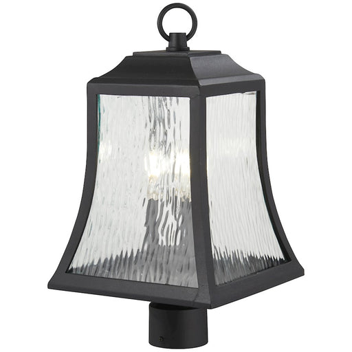 Minka Lavery Cassidy Park 10in 3-Light Post Mount | Contemporary Black Aluminum and Clear Water Glass | Driveway & Garden Path | Model 72466-66