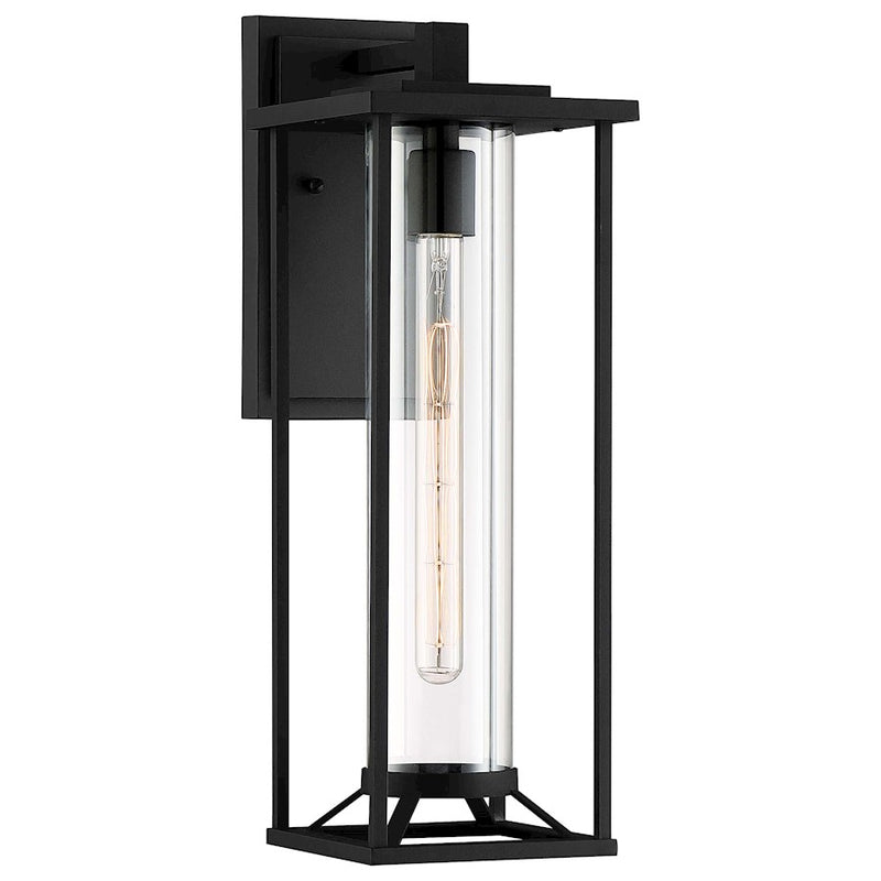 Minka Lavery Trescott 7in 1-Light Outdoor Wall Mount | Black Clear Glass | Entryway & Covered Patio | 7 x 9 x 20 in | Model 72477-66