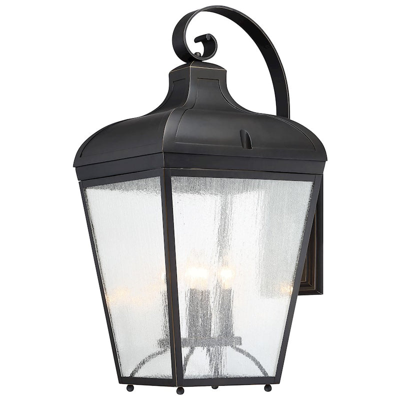 Minka Lavery Marquee 29in 2-Light Outdoor Wall Sconce | Oil Rubbed Bronze Aluminum and Clear Seedy Glass | Covered Patio | Model 72487-143C