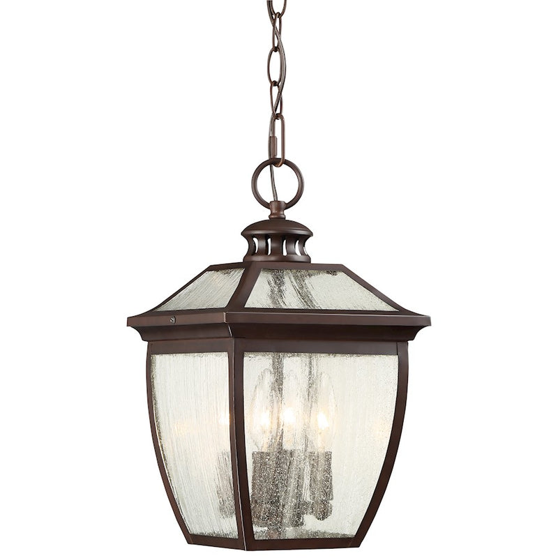 Minka Lavery Sunnybrook 8in 4-Light Outdoor Lantern Pendant | Traditional Alder Bronze | Covered Porch & Entryway | 8 x 8 x 15 in | Model 72524-246