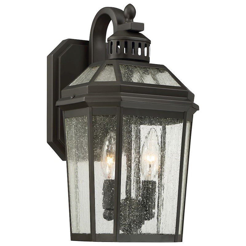 Minka Lavery Hawks Point 8in 2-Light Outdoor Wall Sconce | Traditional Oil Rubbed Bronze and Clear Glass | Covered Porches | Model 72532-143