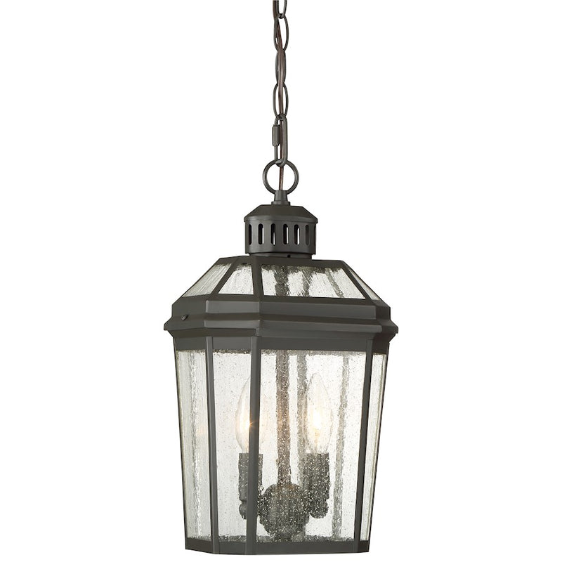 Minka Lavery Hawk's Point 15in 2-Light Outdoor Pendant | Traditional Oil Rubbed Bronze and Clear Seeded Glass | Covered Patio | Model 72534-143