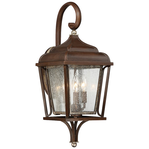 Minka Lavery Astrapia 23in 3-Light Wall Sconce | Traditional Dark Rubbed Sienna and Aged Silver with Clear Seeded Glass | Covered | Model 72542-593