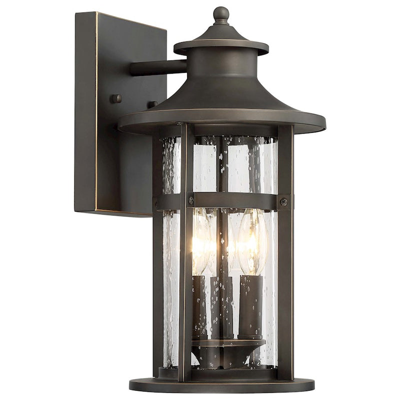 Minka Lavery Highland Ridge 8in 3-Light Outdoor Wall Sconce | Traditional Oil Rubbed Bronze with Gold Highlights | Covered Patio & | Model 72552-143C