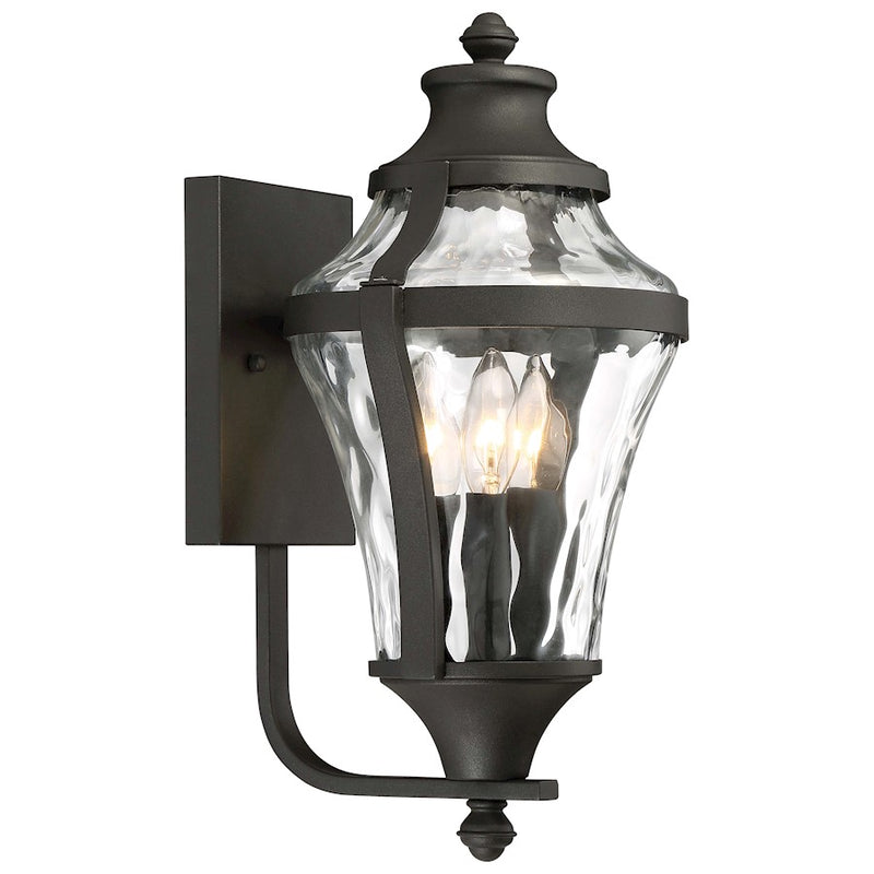 Minka Lavery Libre 1-Light Outdoor Wall Sconce | Traditional Black and Clear Watered Glass | Covered Patios & Entryways | Model 72562-66