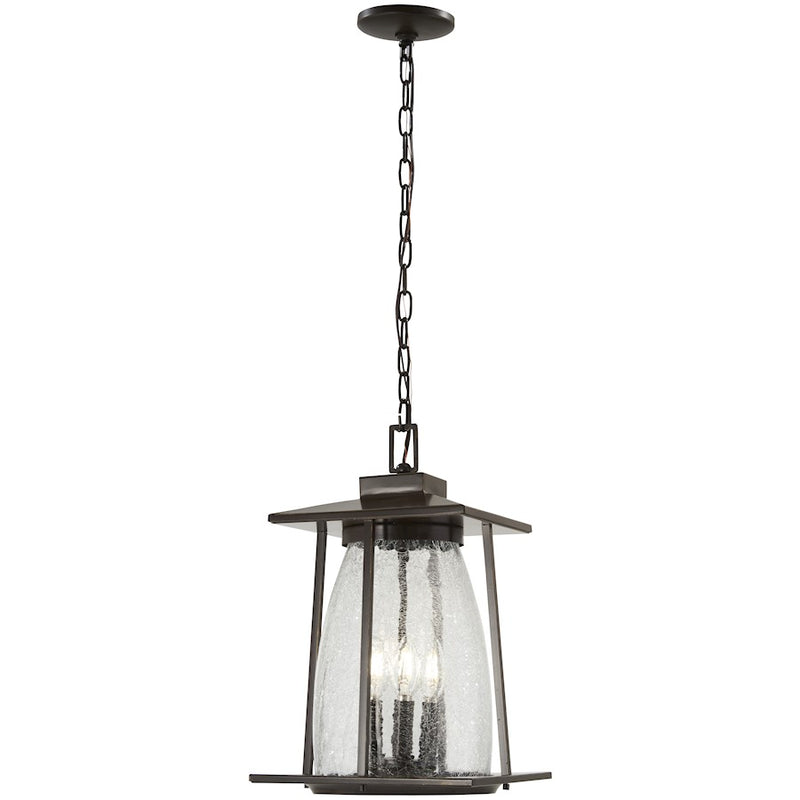 Minka Lavery Marlboro 4-Light Outdoor Lantern | Oil Rubbed Bronze Aluminum and Clear Crackled Glass | Covered Patio & Entryway | Model 72574-143C