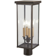 Minka Lavery Casway 4-Light Post Mount | Oil Rubbed Bronze and Clear Glass | Outdoor Pathway & Garden | 7 x 7 x 19.5 in | Model 72586-143C