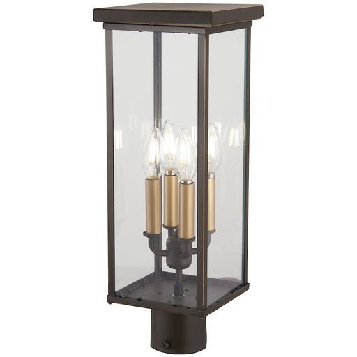 Minka Lavery Casway 4-Light Post Mount | Oil Rubbed Bronze and Clear Glass | Outdoor Pathway & Garden | 7 x 7 x 19.5 in | Model 72586-143C
