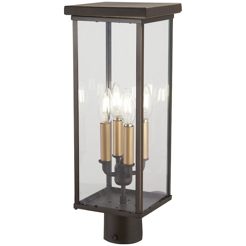 Minka Lavery Casway 4-Light Post Mount | Oil Rubbed Bronze and Clear Glass | Outdoor Pathway & Garden | 7 x 7 x 19.5 in | Model 72586-143C