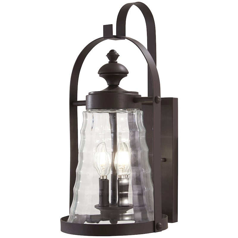 Minka Lavery Sycamore Trail 20in 4-Light Outdoor Wall Sconce | Nautical Dorian Bronze and Clear Ribbed Glass | Covered Patios & | Model 72623-615B