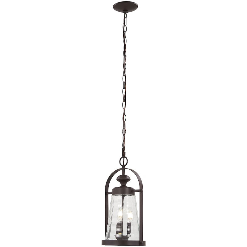 Minka Lavery Sycamore Trail 17in 3-Light Outdoor Hanging Lantern | Nautical Dorian Bronze and Clear Ribbed Glass | Covered Patios | Model 72624-615B
