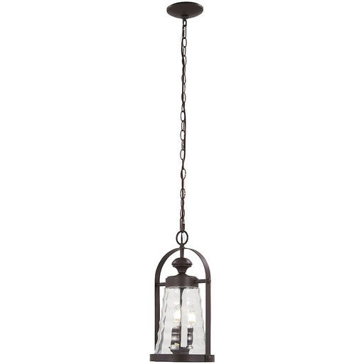 Minka Lavery Sycamore Trail 17in 3-Light Outdoor Hanging Lantern | Nautical Dorian Bronze and Clear Ribbed Glass | Covered Patios | Model 72624-615B