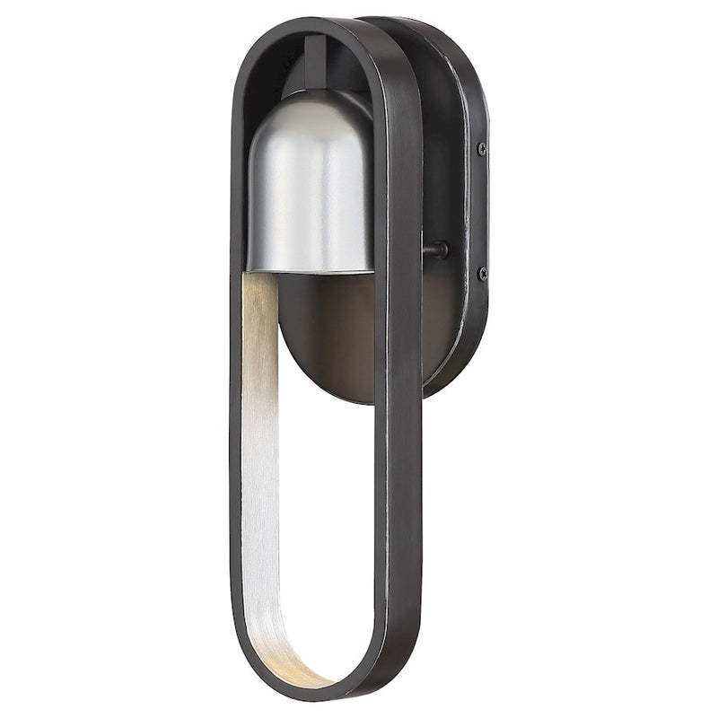 Minka Lavery Rocketa 13in 1-Light LED Outdoor Wall Sconce | Contemporary Artisan Black with Silver Accents | Covered Patio | Model 72641-517-L