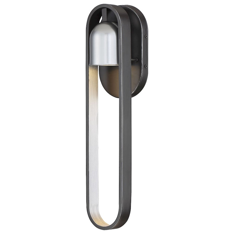 Minka Lavery Rocketa 1-Light LED Outdoor Wall Sconce | Artisan Black with Silver Accents | Covered Patio & Entryway | Model 72642-517-L