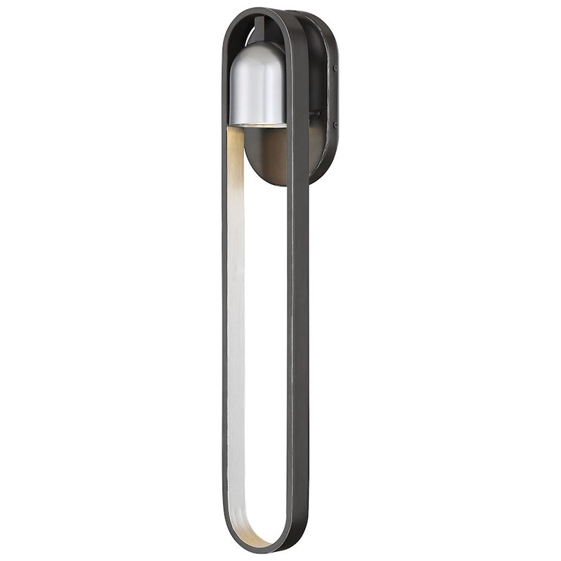 Minka Lavery Rocketa 23in 1-Light LED Outdoor Wall Sconce | Contemporary Artisan Black with Silver Accents | Covered Patio & | Model 72643-517-L