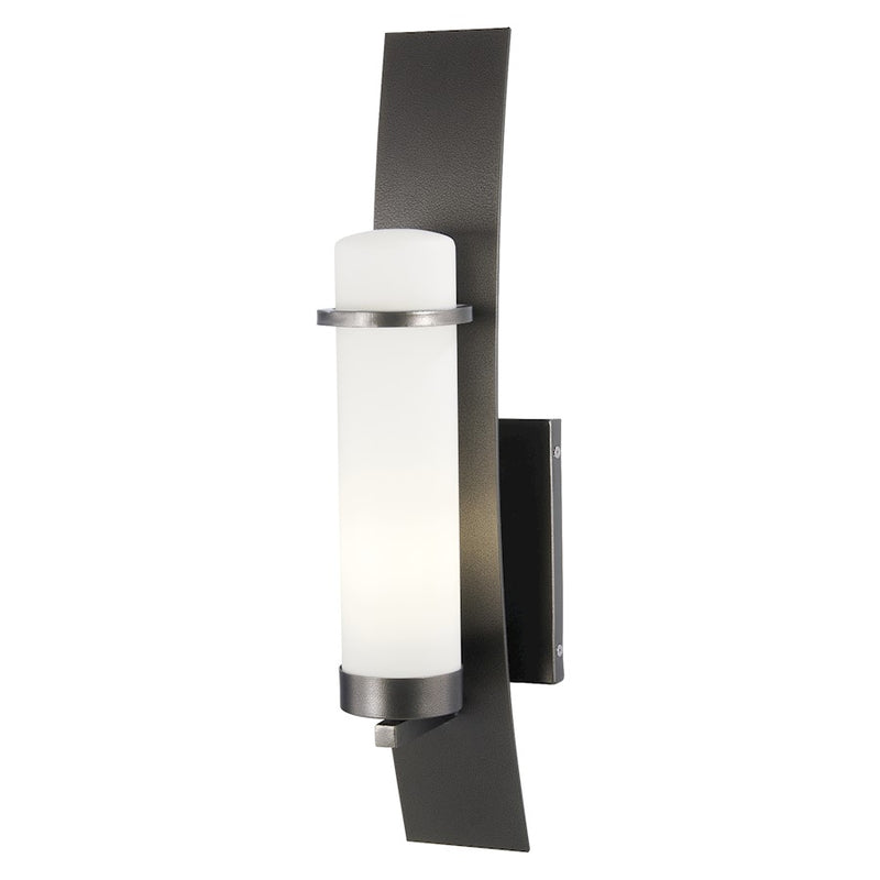 Minka Lavery Arcus Truth 22in 1-Light Outdoor Wall Sconce | Smoked Iron and Etched Opal Glass | Covered Patios & Entryways | Model 72652-172