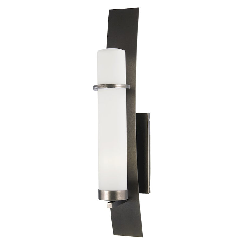 Minka Lavery Arcus Truth 26in 1-Light Outdoor Wall Sconce | Contemporary Smoked Iron and Etched Opal Glass | Covered Patio & | Model 72653-172