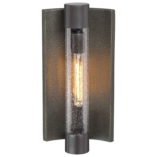 Minka Lavery Celtic Shadow 16in 1-Light Outdoor Wall Sconce | Textured Bronze with Silver Highlights and Clear Seeded Glass | Model 72662-516