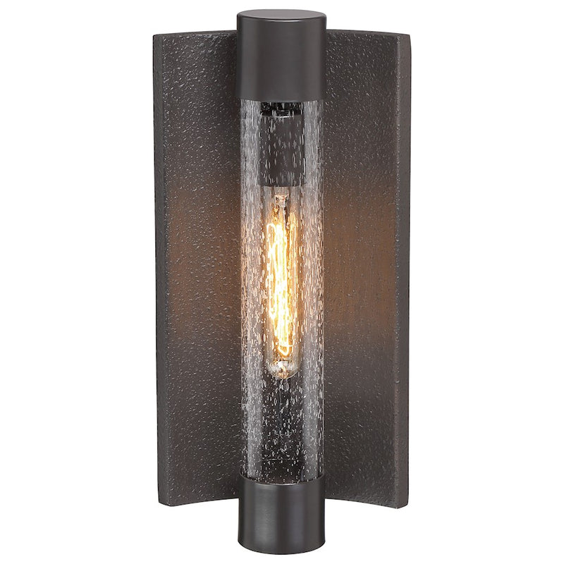Minka Lavery Celtic Shadow 16in 1-Light Outdoor Wall Sconce | Dark Bronze and Clear Seeded Glass | Covered Patios & Entryways | Model 72662-574