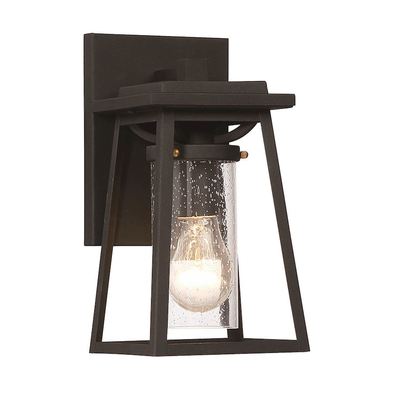 Minka Lavery Lanister Court 10.5in 1-Light Outdoor Wall Sconce | Transitional Coal with Gold Steel | Covered Patio & Entryway | Model 72711-66G